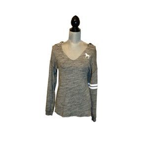 Pink by V.S. Gray pullover v-neck hoodie size XS